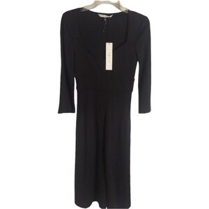 Diane Von Furstenberg NWT black knit jersey wool dress stretch size 8 fi…